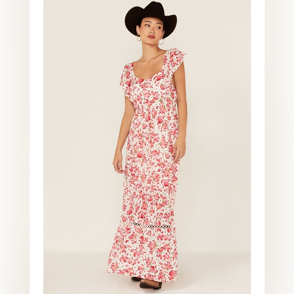 Nwt Skies Arw Blue Floral Pink Maxi Dress size XS Derby